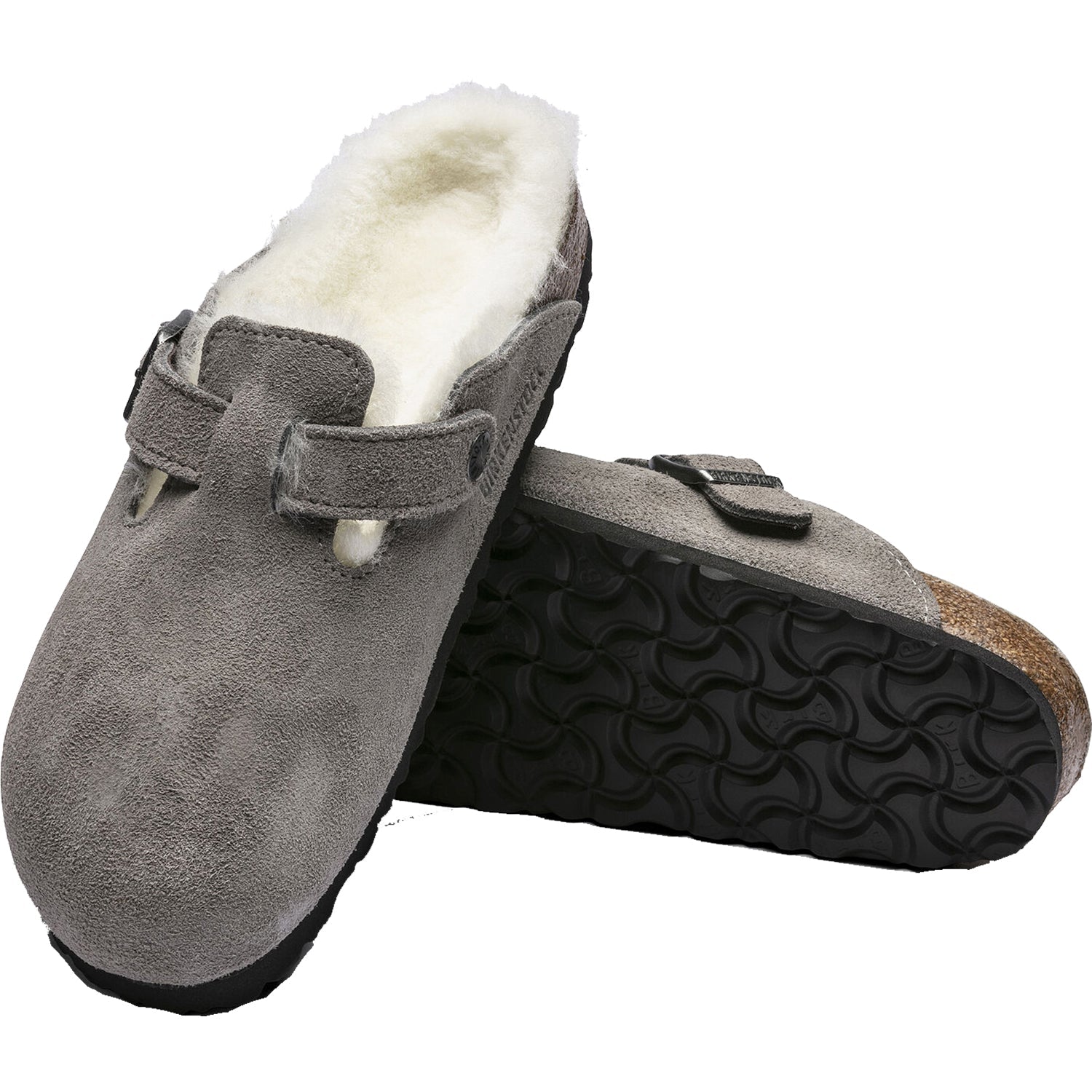 Unisex Birkenstock Boston Shearling Stone Coin Suede / Natural Shearling