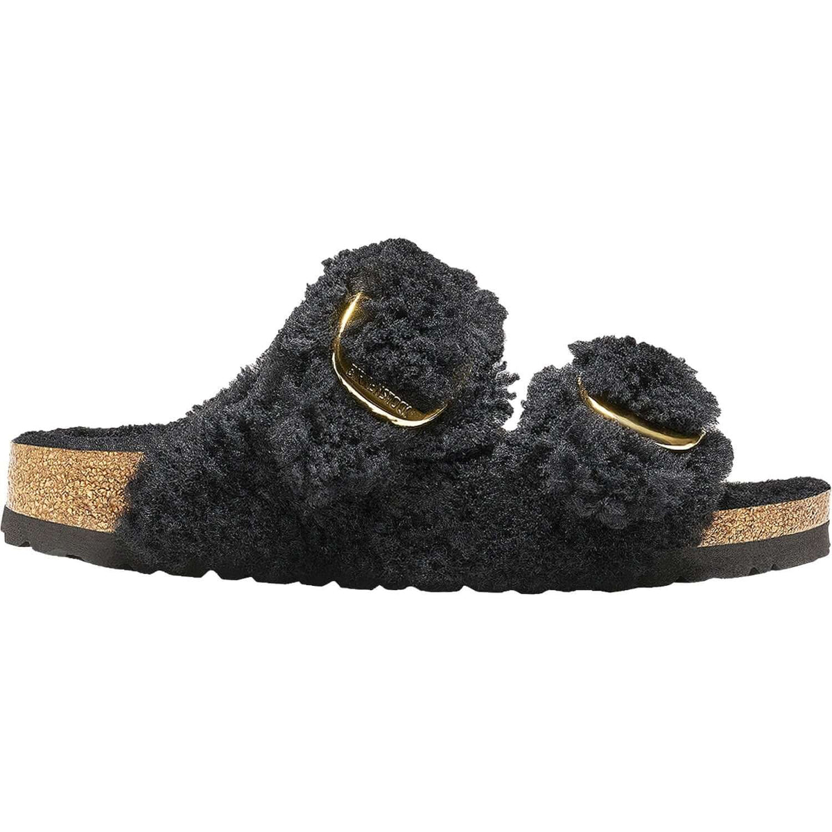 Women's Birkenstock Arizona Big Buckle Shearling Teddy Black/Gold