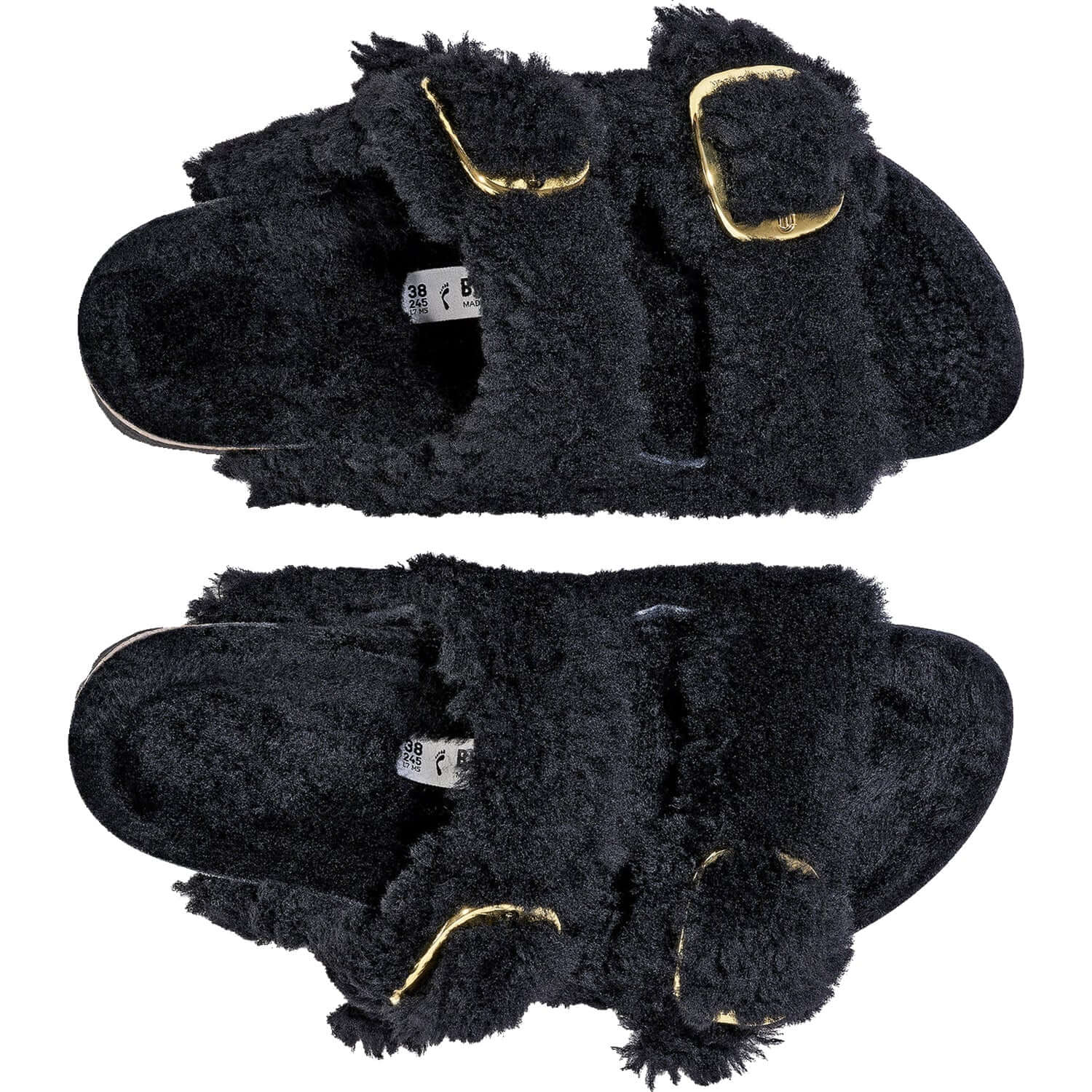 Women's Birkenstock Arizona Big Buckle Shearling Teddy Black/Gold