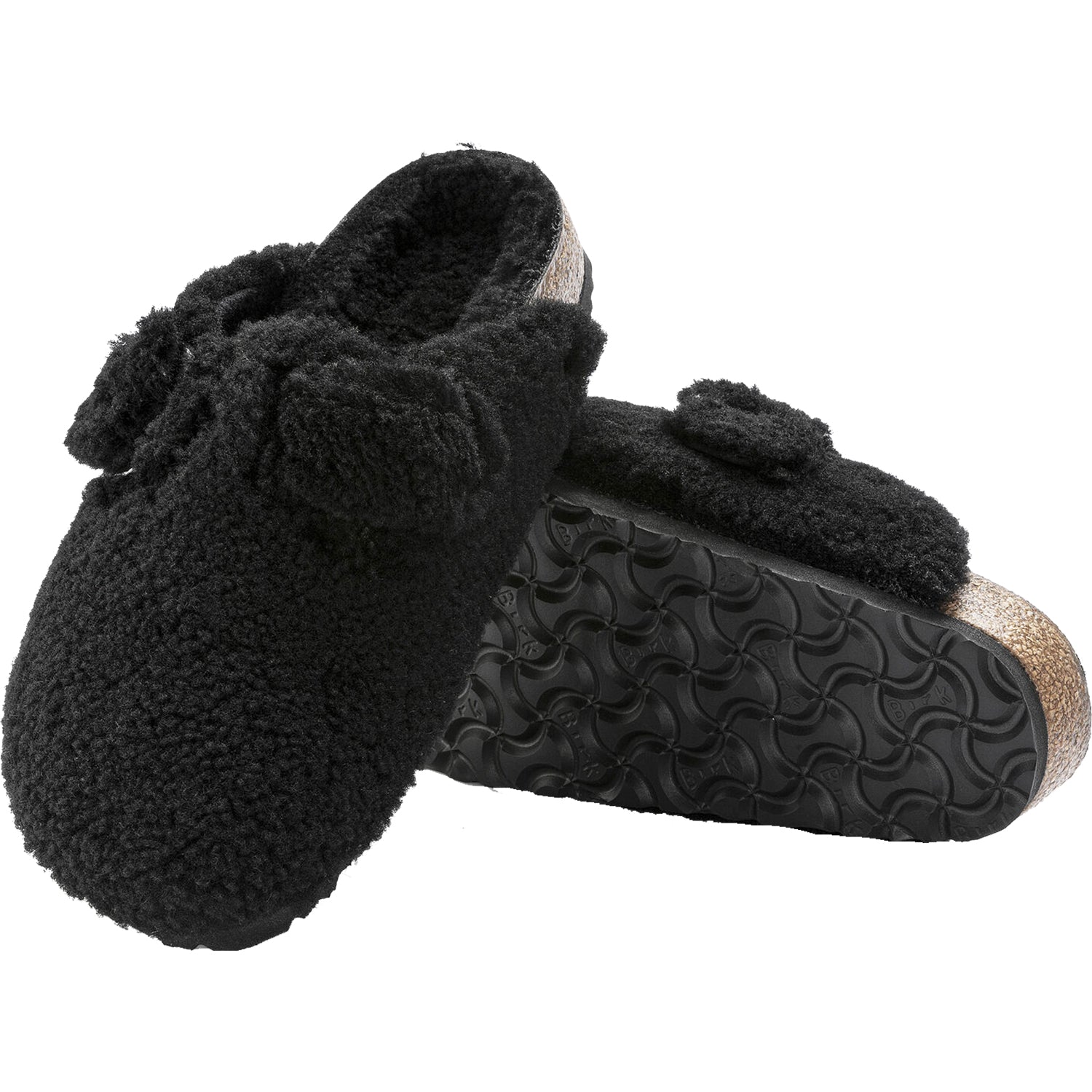 Women's Birkenstock Boston Big Buckle Teddy Black Shearling