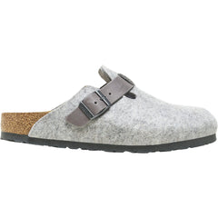 Women's Birkenstock Boston Light Grey Wool Felt/Iron Oiled Leather