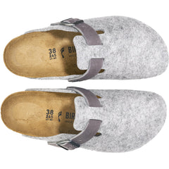 Women's Birkenstock Boston Light Grey Wool Felt/Iron Oiled Leather