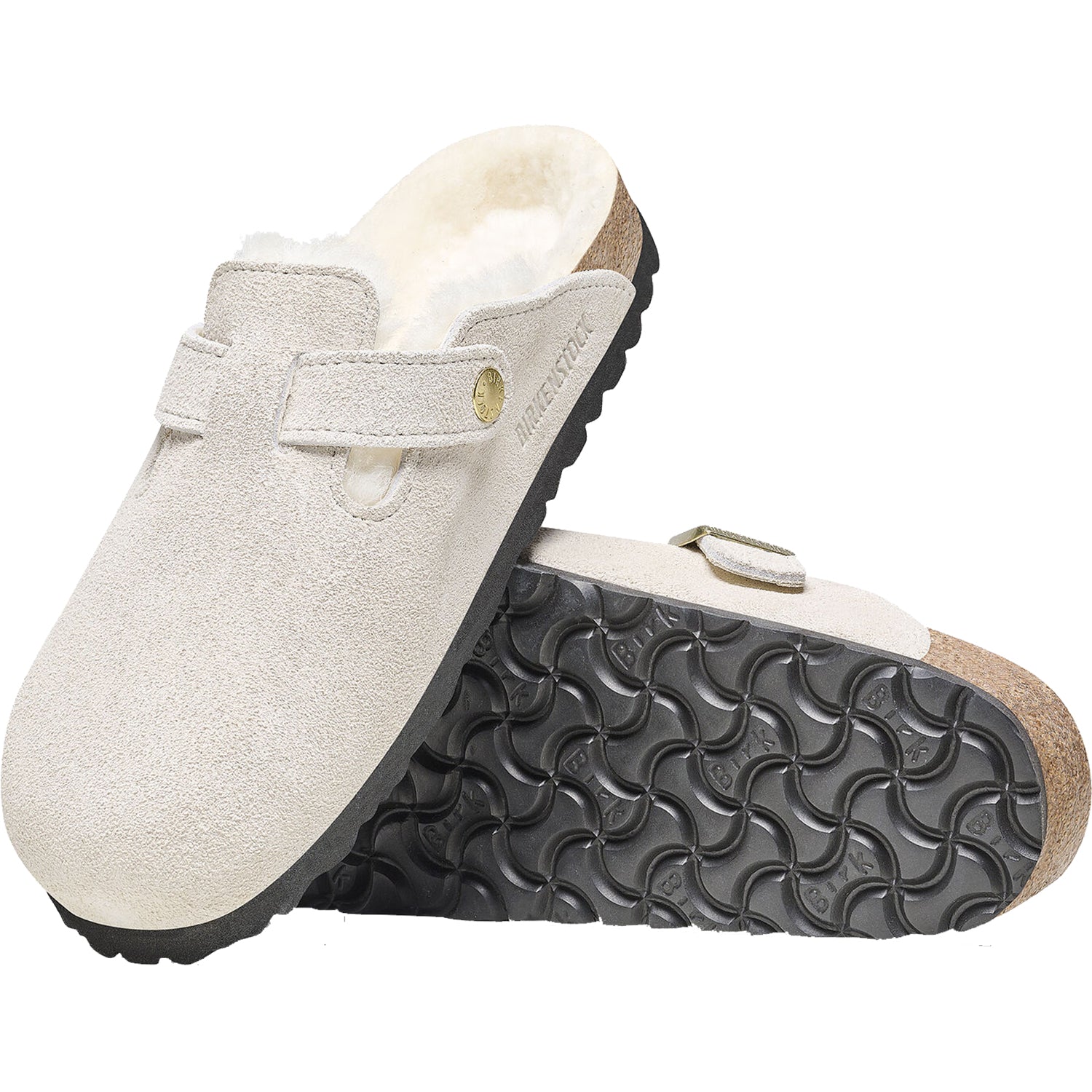 Women's Birkenstock Boston Shearling Antique White Suede