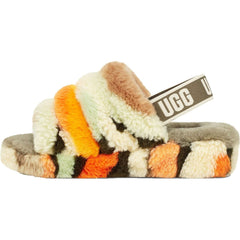 Women's UGG Fluff Yeah Slide Cali Collage Olive Sheepskin