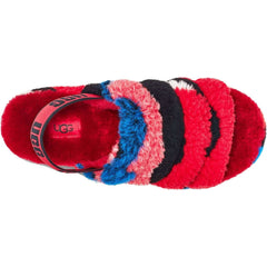 Women's UGG Fluff Yeah Slide Cali Collage Red Sheepskin