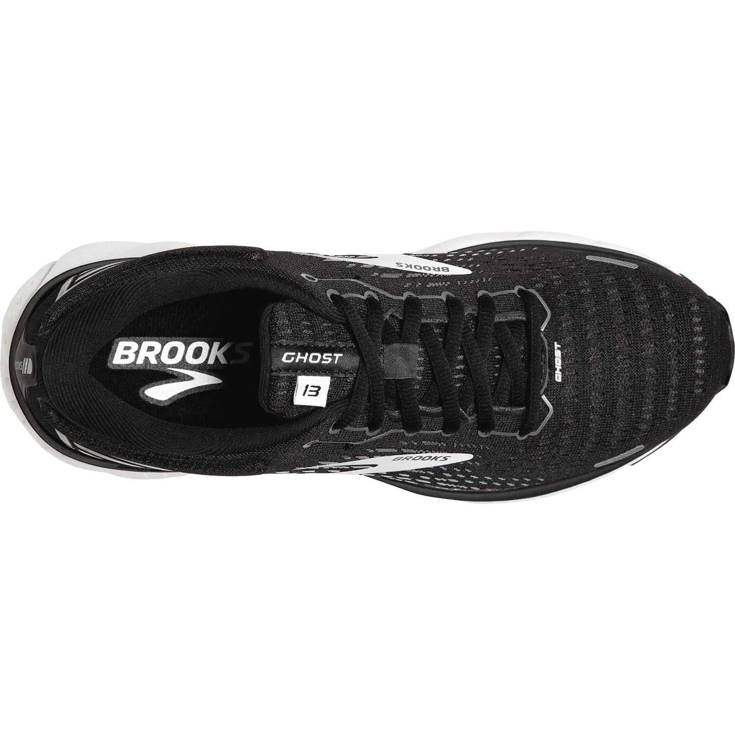 Women's Brooks Ghost 13 Black/Blackened Pearl/White Mesh