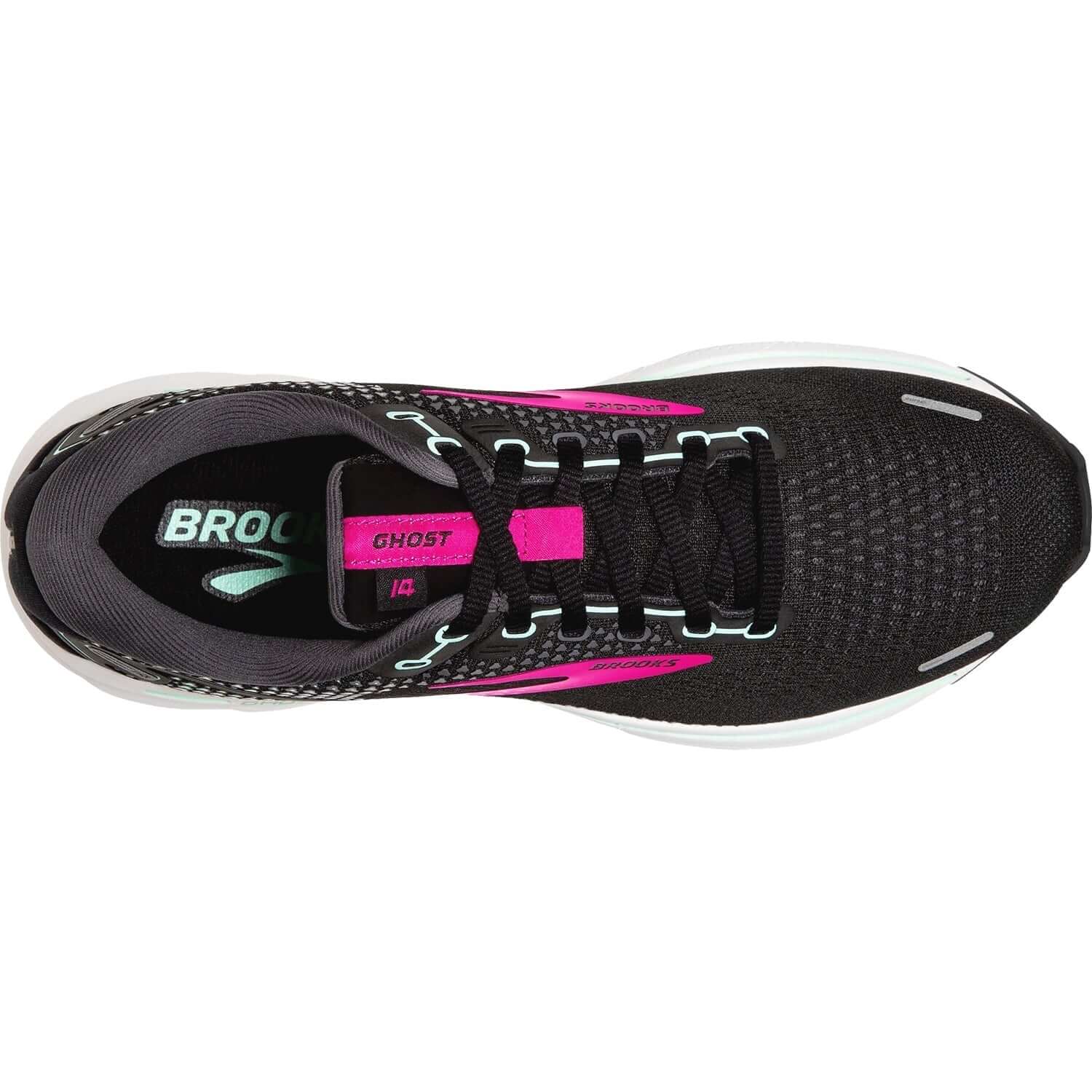 Women's Brooks Ghost 14 Black/Pink/Yucca Mesh