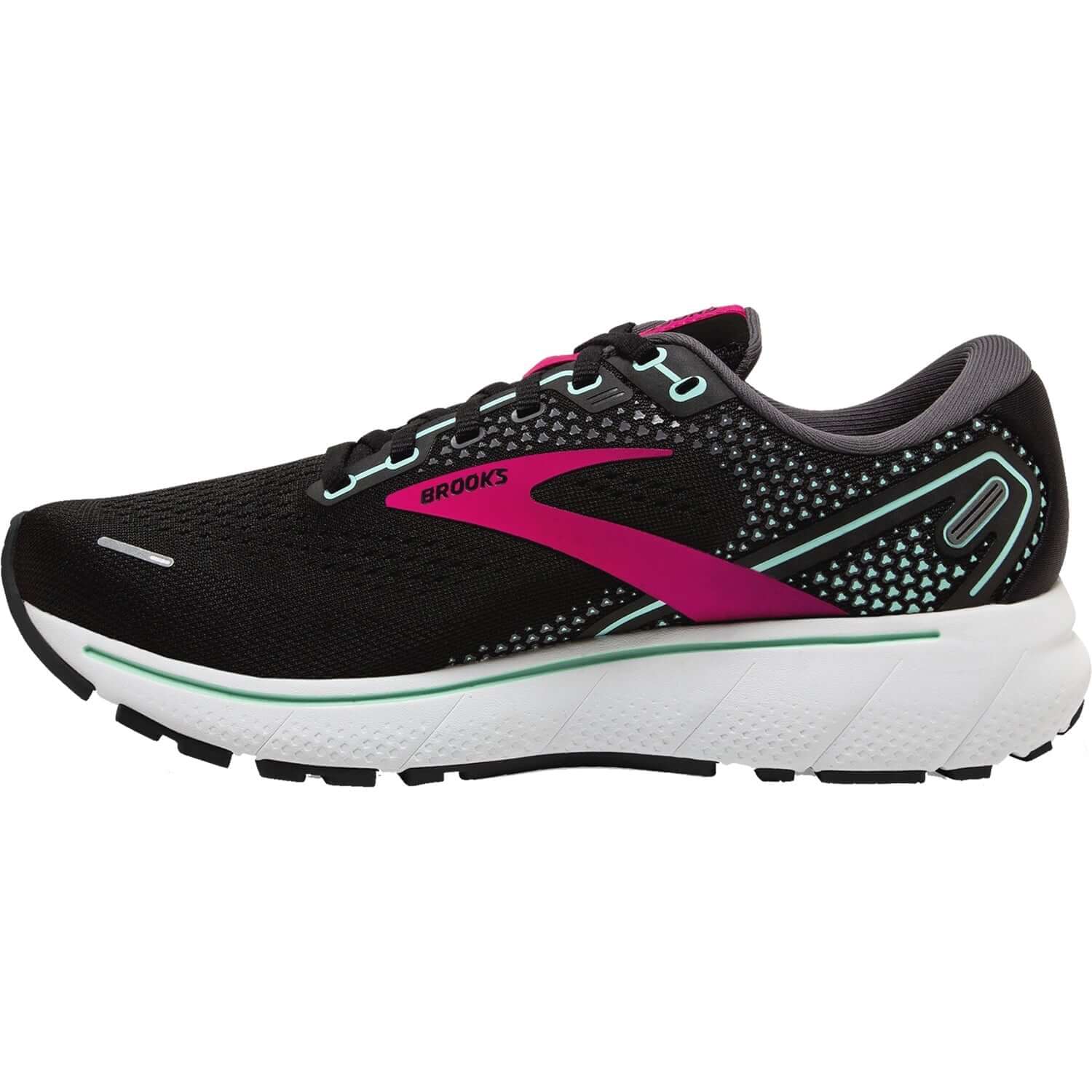 Women's Brooks Ghost 14 Black/Pink/Yucca Mesh