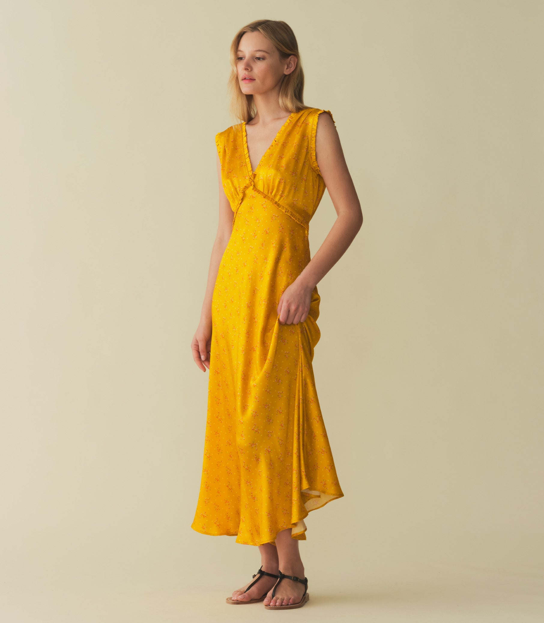 TAHLIA DRESS -- GOLDENROD HILLSIDE HEATHER | SPRING 24