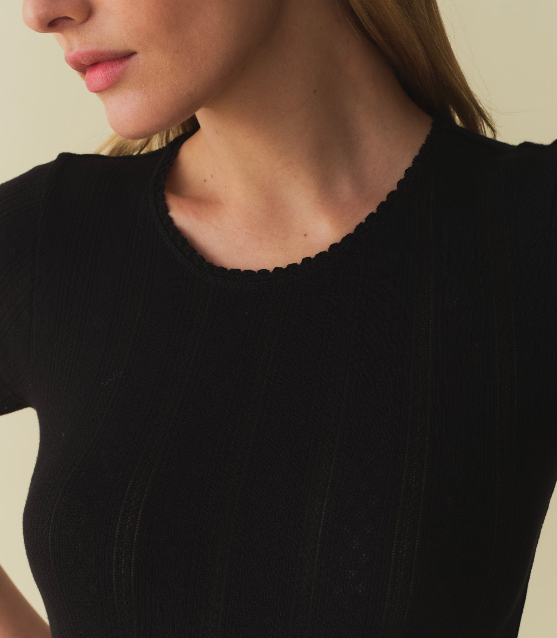 VIVI TEE -- BLACK QUELLE JOLIE POINTELLE | SPRING 24