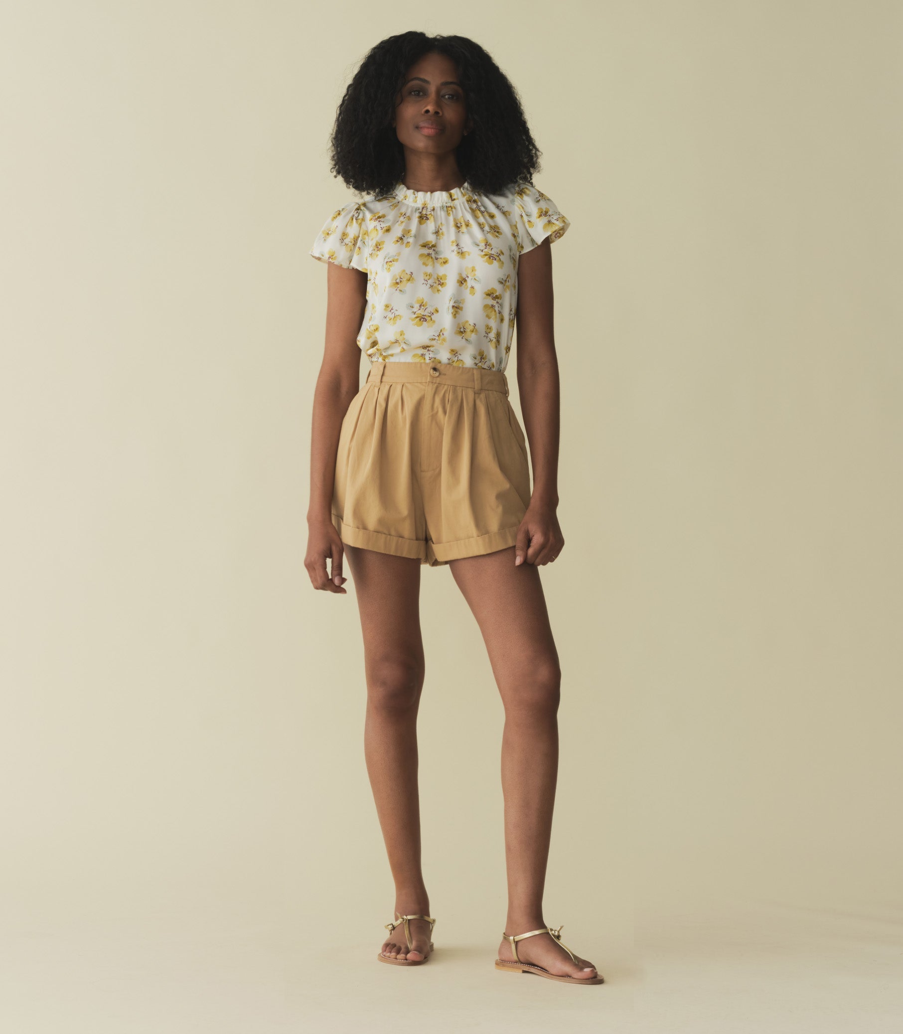 YVIE TOP -- GOLD FROLICKING FLORAL | SPRING 24