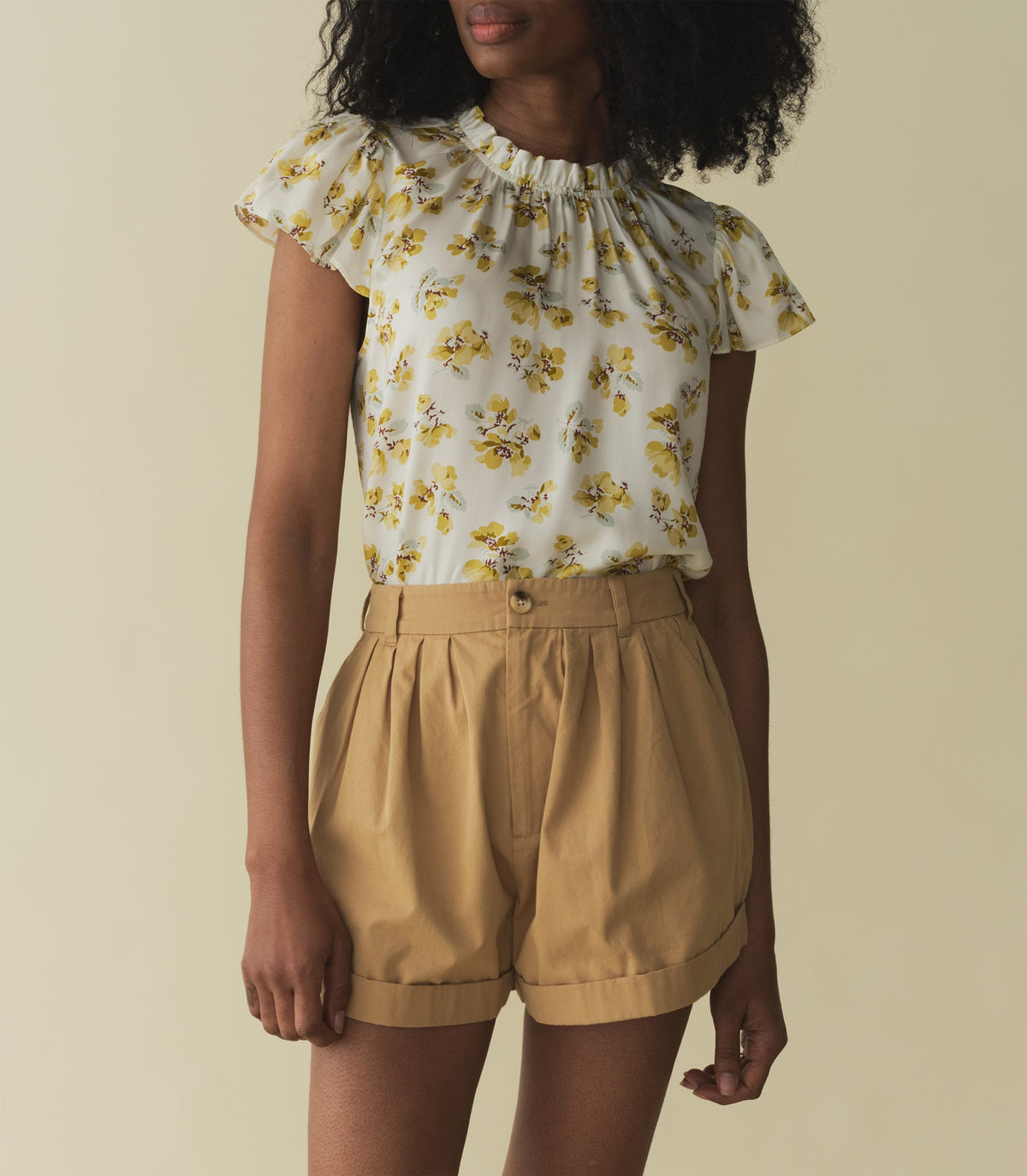 YVIE TOP -- GOLD FROLICKING FLORAL | SPRING 24