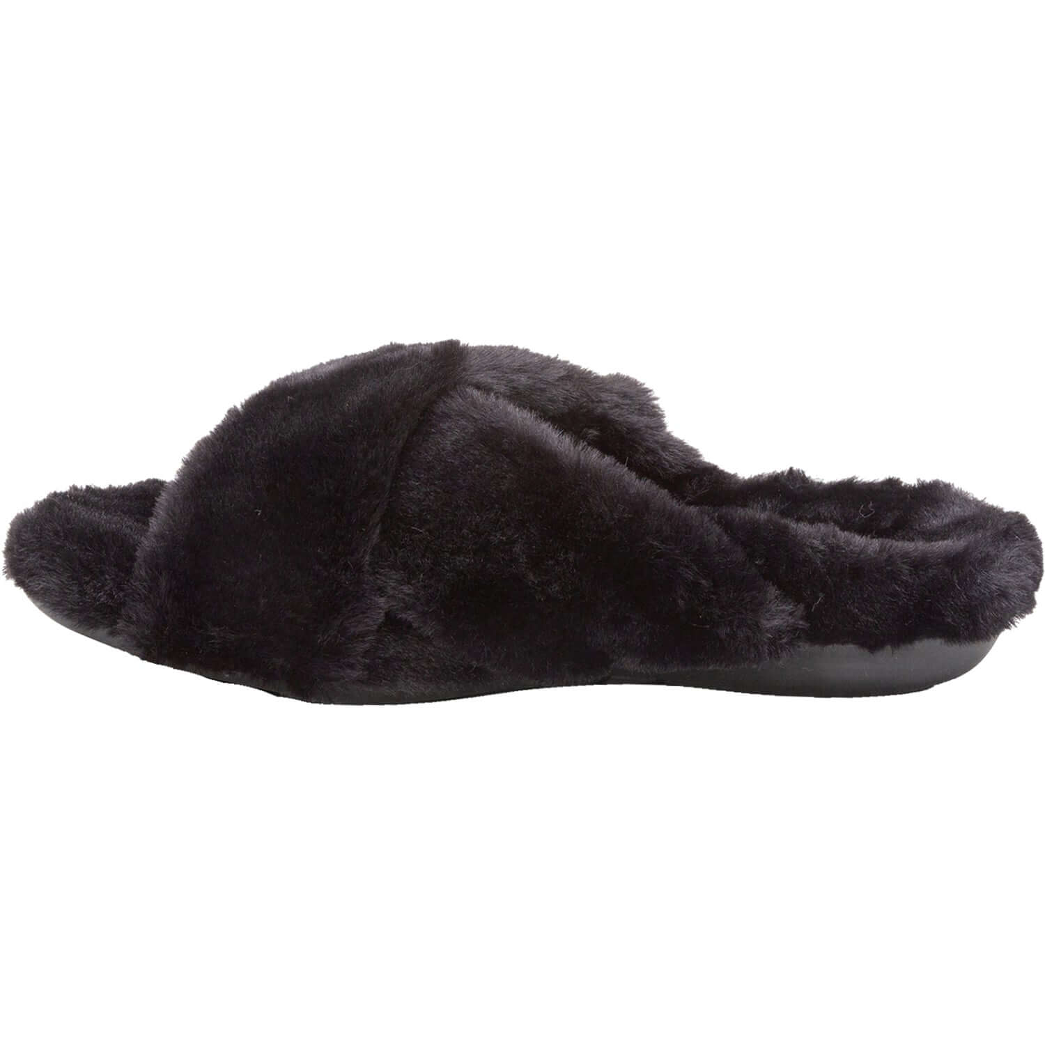 Women's Aetrex Penelope Black Faux Fur