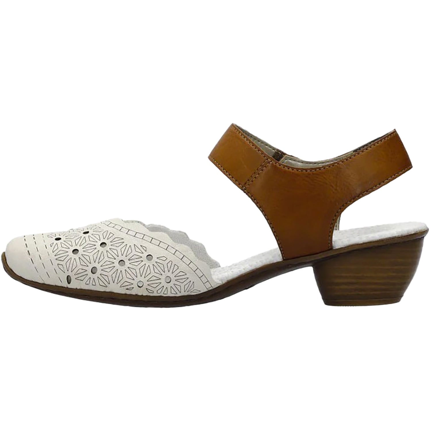 Women's Rieker 43703-60 Mirjam Cream/Cayenne Leather