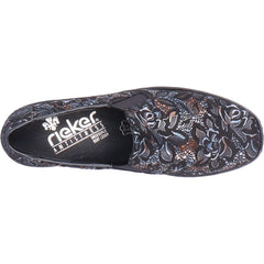 Women's Rieker 48752-90 Doris 52 Black Metallic Floral Synthetic