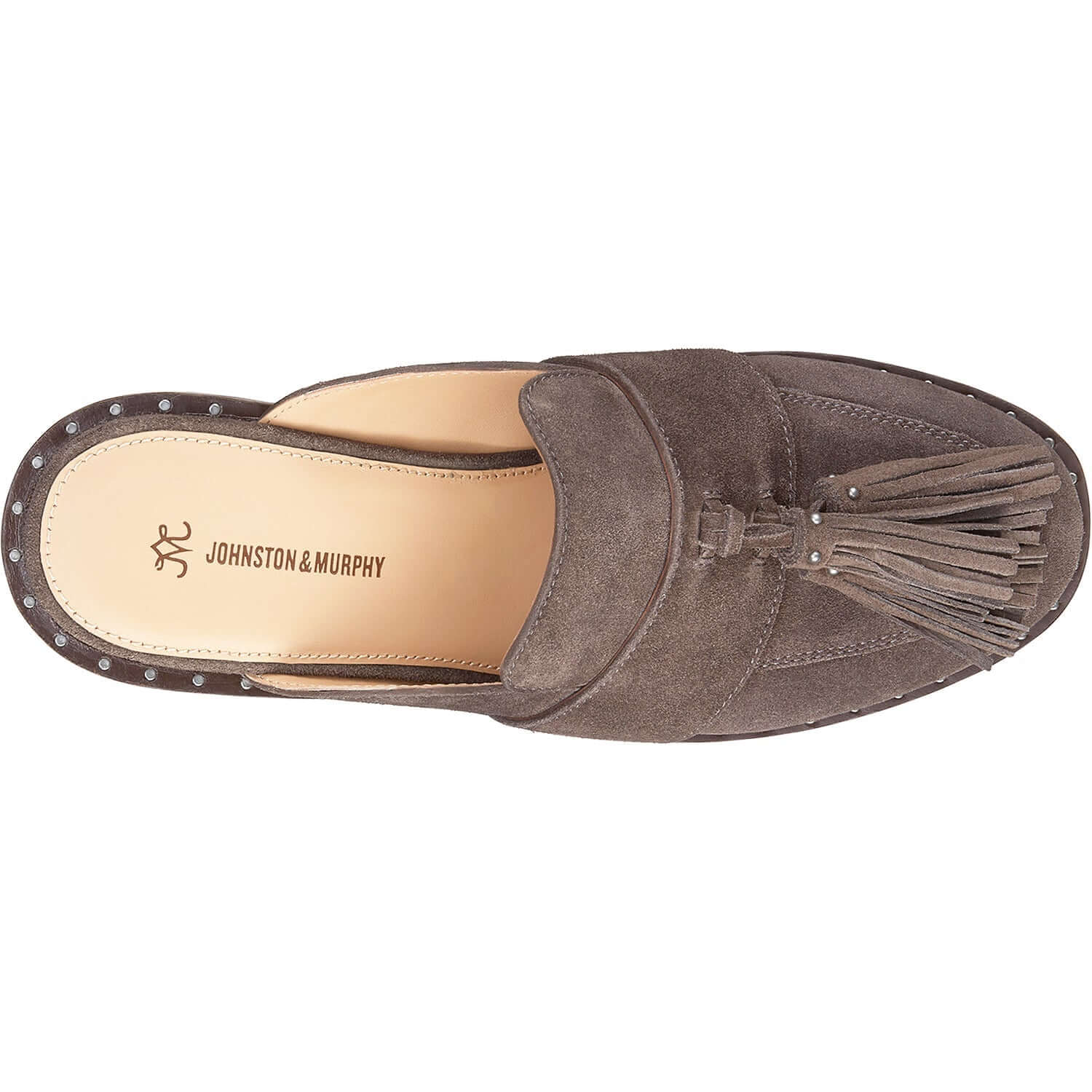 Women's Johnston & Murphy Alice Fringe Mule Dark Grey Suede