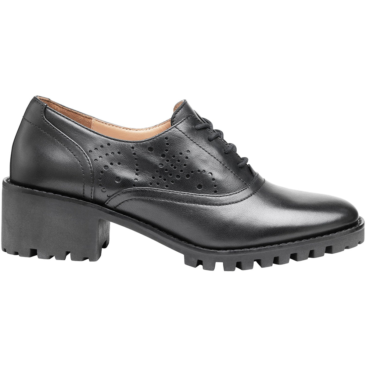 Women's Johnston & Murphy Alice Brogue Oxford Black Glove Leather