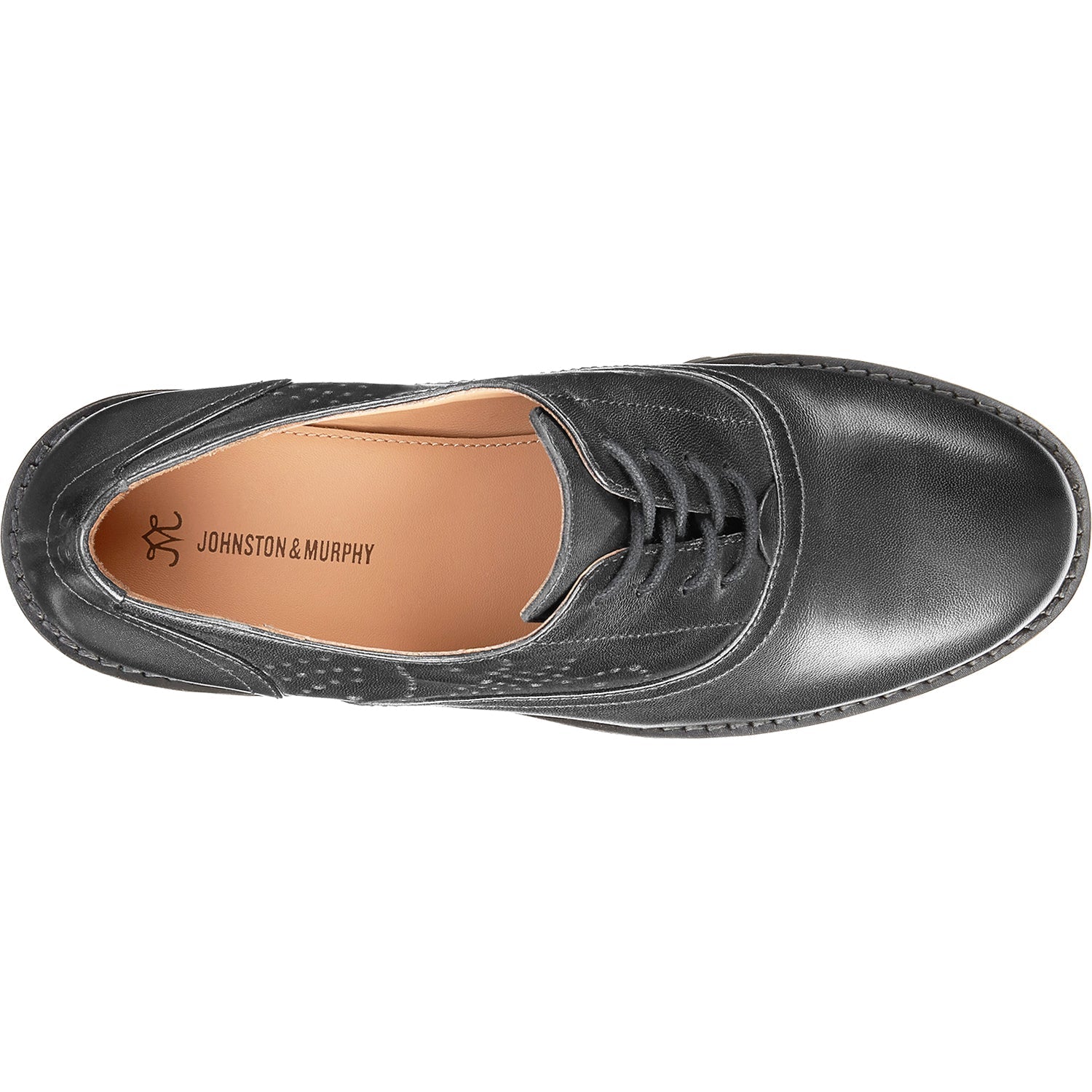 Women's Johnston & Murphy Alice Brogue Oxford Black Glove Leather