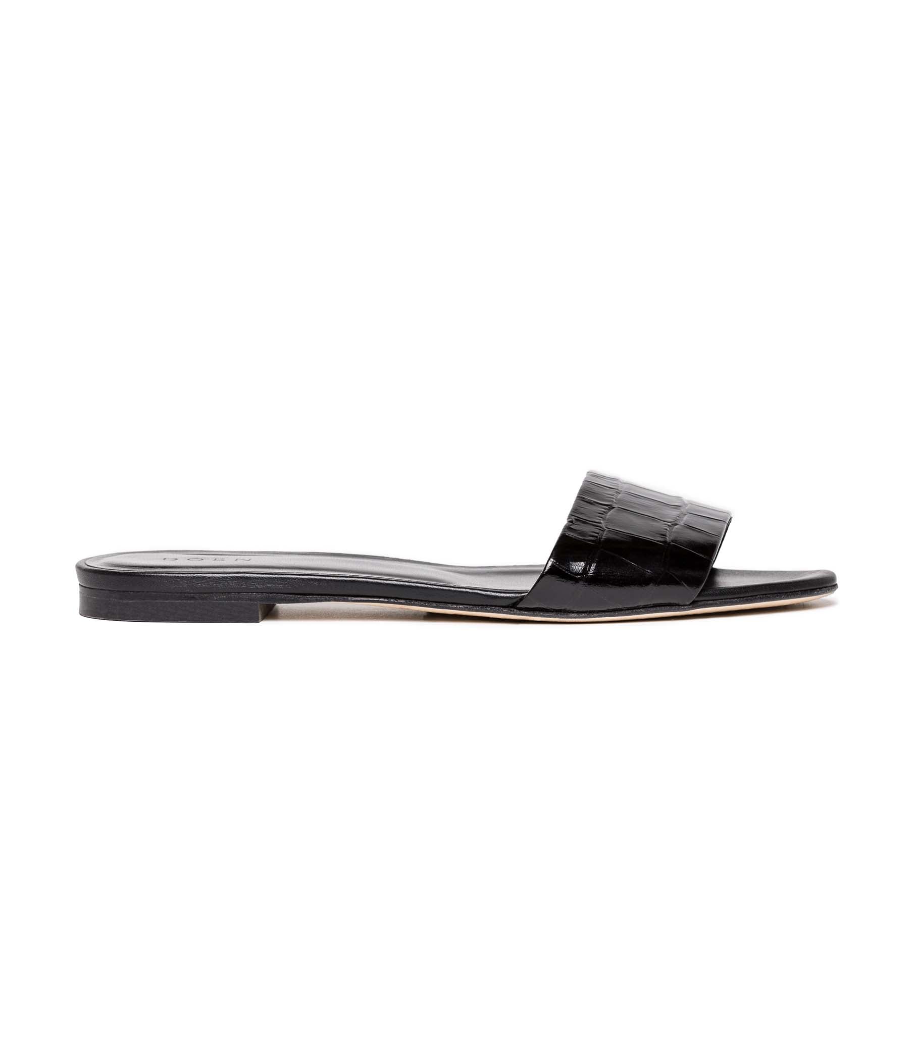 ANGELICA SANDAL -- BLACK FAUX CROC | SUMMER 24