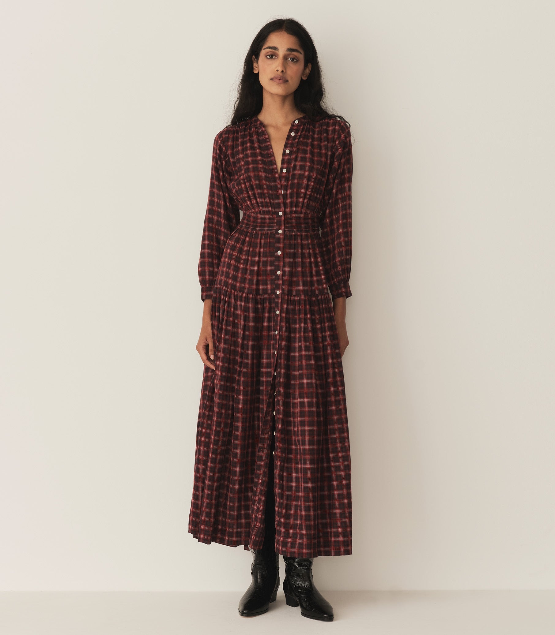 ANNIKA DRESS -- ROUGE COUNTRYSIDE PLAID | FALL 24