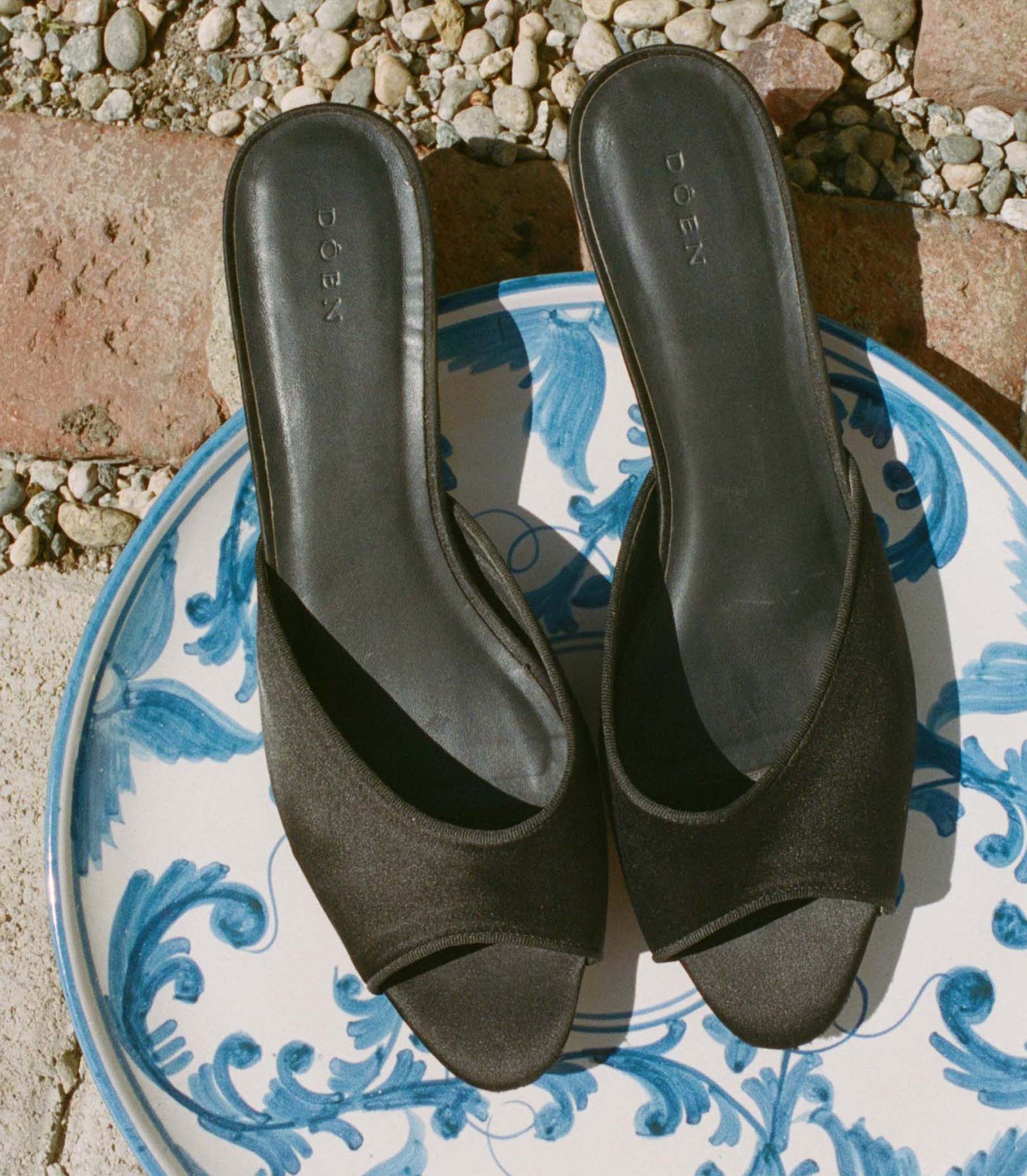 CALLIE MULE -- BLACK SATIN | SPRING 24