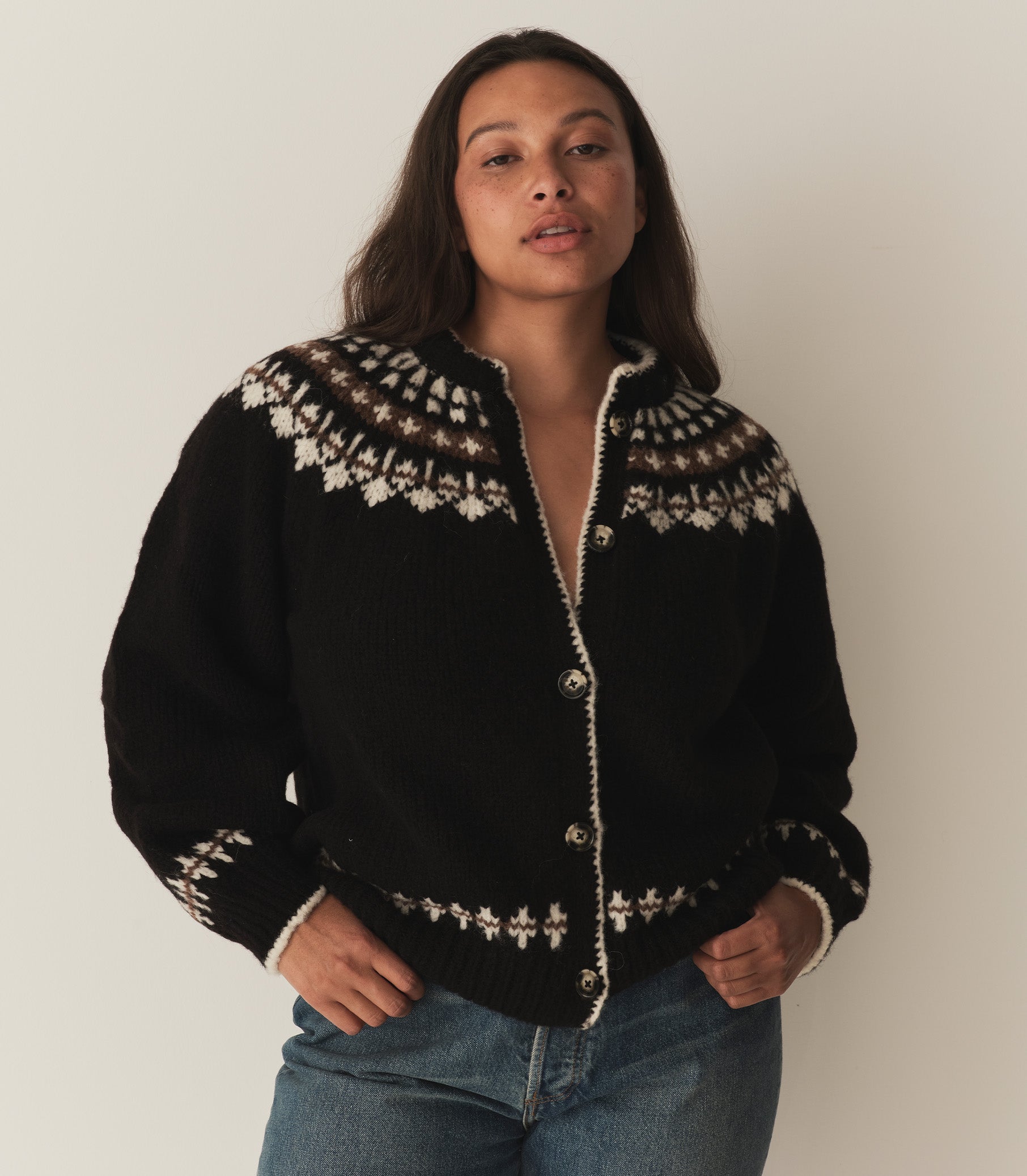 CLARKE CARDIGAN -- OLYMPIA BLACK FAIRISLE | FALL 24