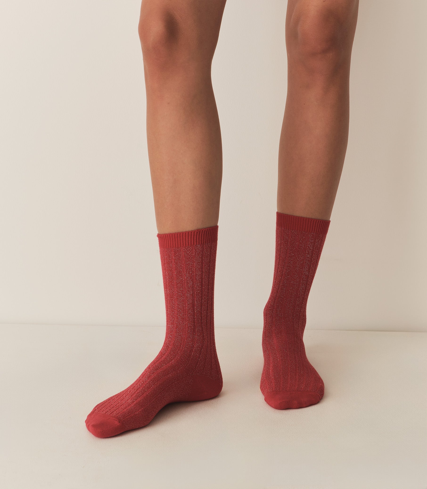 COLLEGIEN GLITTER CREW SOCK -- ROUGE CARMIN | 3RD PARTY