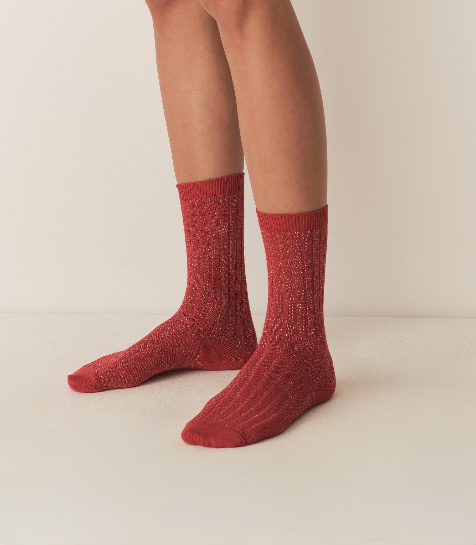 COLLEGIEN GLITTER CREW SOCK -- ROUGE CARMIN | 3RD PARTY