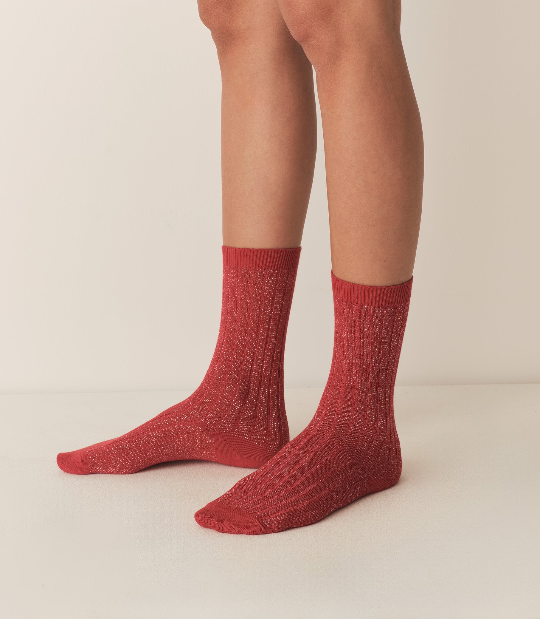 COLLEGIEN GLITTER CREW SOCK -- ROUGE CARMIN | 3RD PARTY