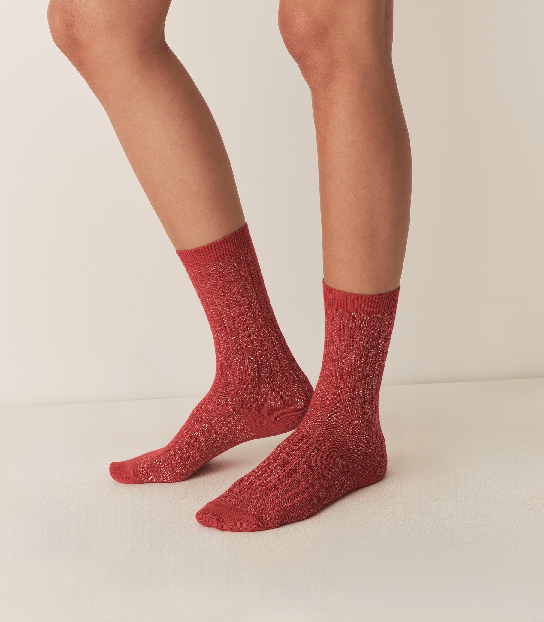 COLLEGIEN GLITTER CREW SOCK -- ROUGE CARMIN | 3RD PARTY