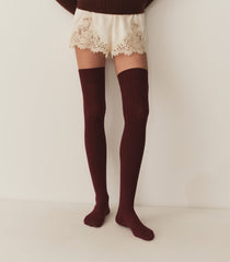 COLLEGIEN THIGH HIGH SOCKS -- BORDEAUX GRAND CRU | 3RD PARTY