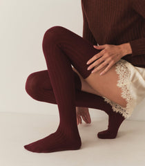 COLLEGIEN THIGH HIGH SOCKS -- BORDEAUX GRAND CRU | 3RD PARTY