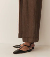 CRISTINA T-STRAP FLAT -- BROWN FAUX CROC | FALL 24