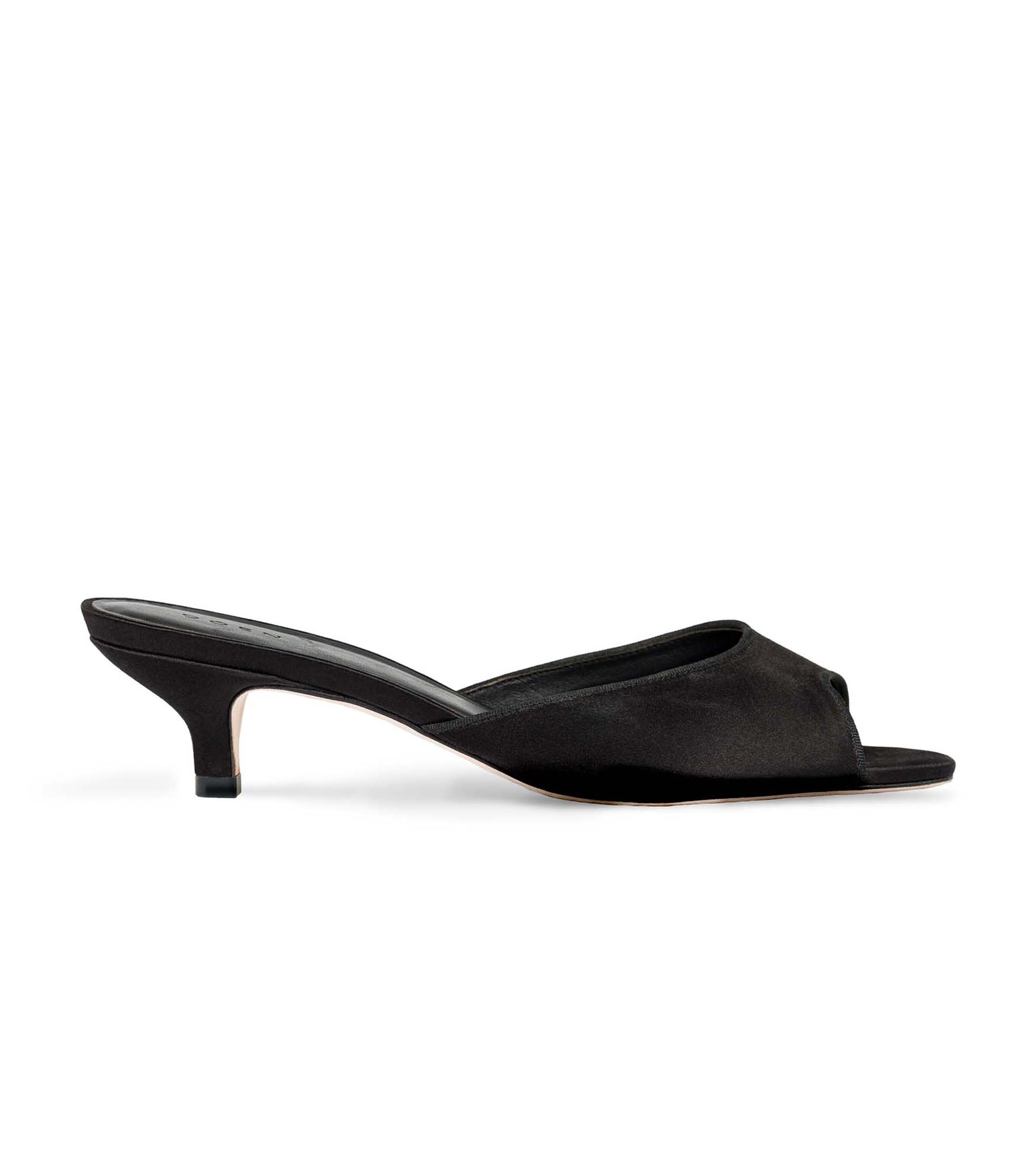 CALLIE MULE -- BLACK SATIN | SPRING 24