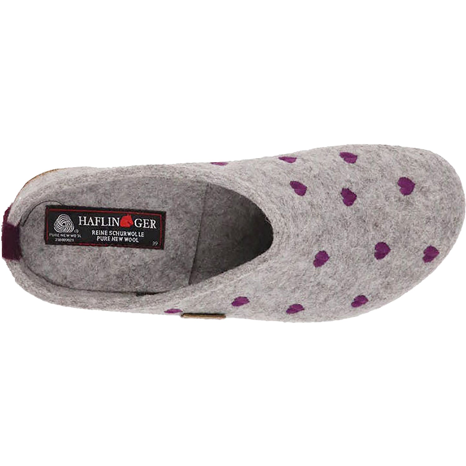 Women's Haflinger Grizzly Cuoricino Silver Grey Wool Felt