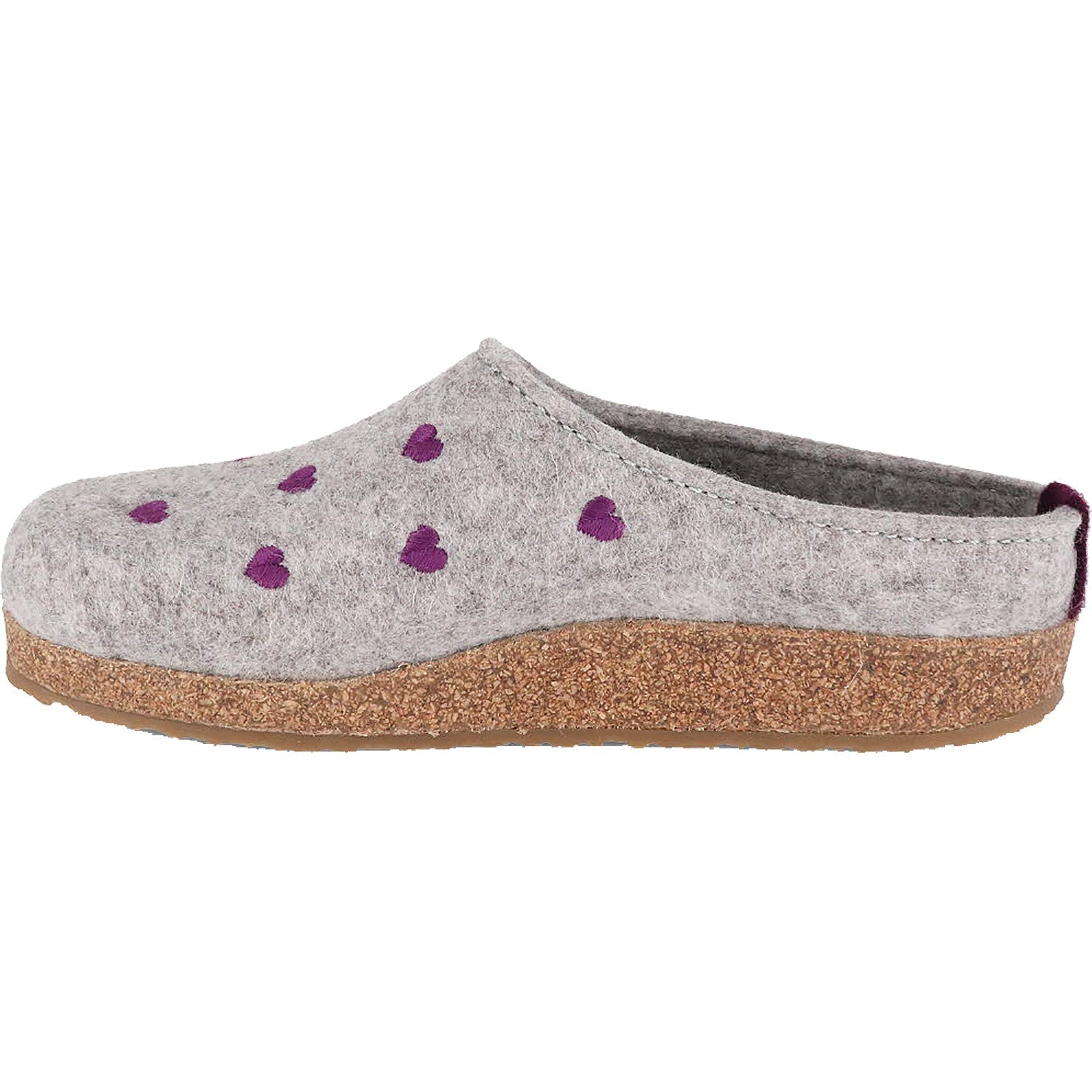 Women's Haflinger Grizzly Cuoricino Silver Grey Wool Felt