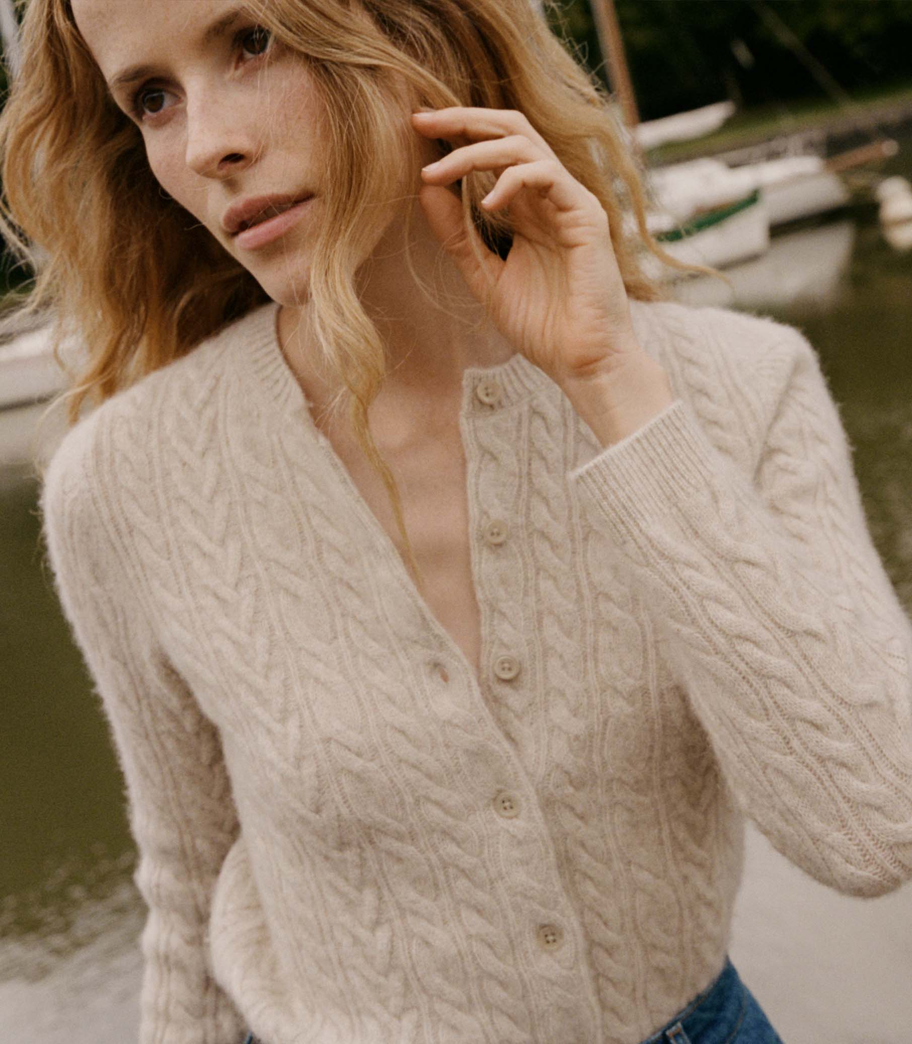 DANAE CABLE CASHMERE CARDIGAN -- COTTAGE | FALL 24