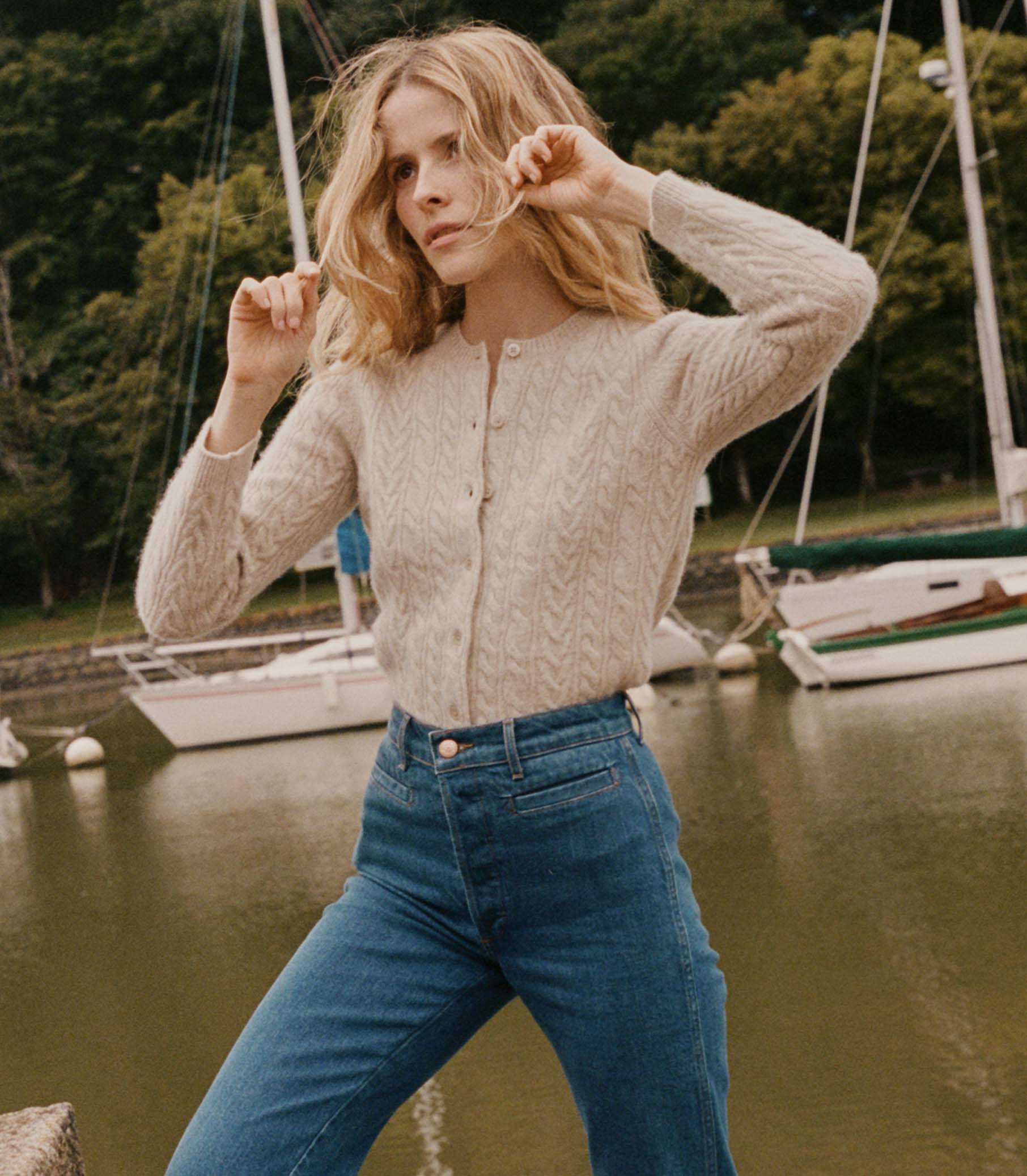 DANAE CABLE CASHMERE CARDIGAN -- COTTAGE | FALL 24