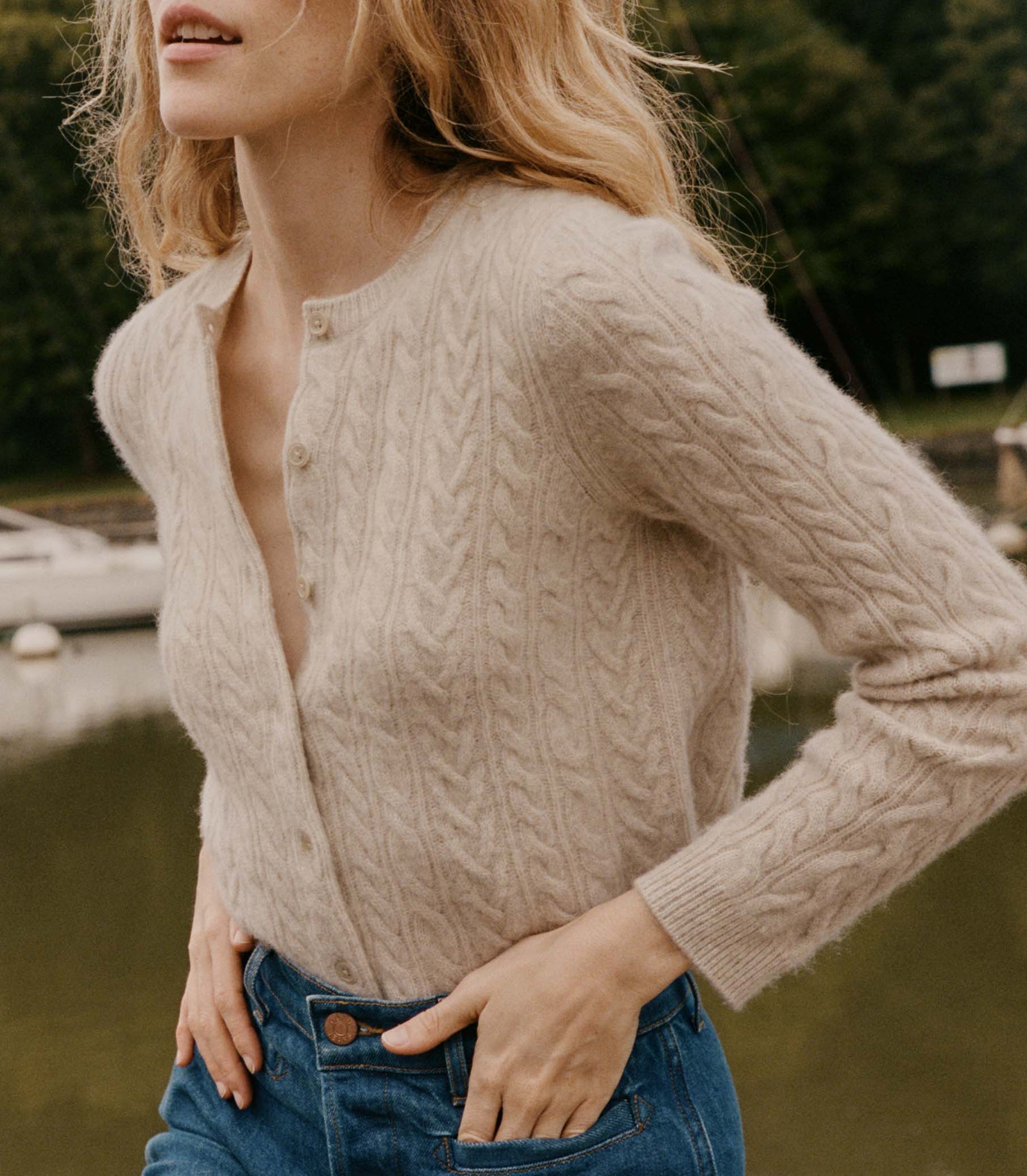 DANAE CABLE CASHMERE CARDIGAN -- COTTAGE | FALL 24