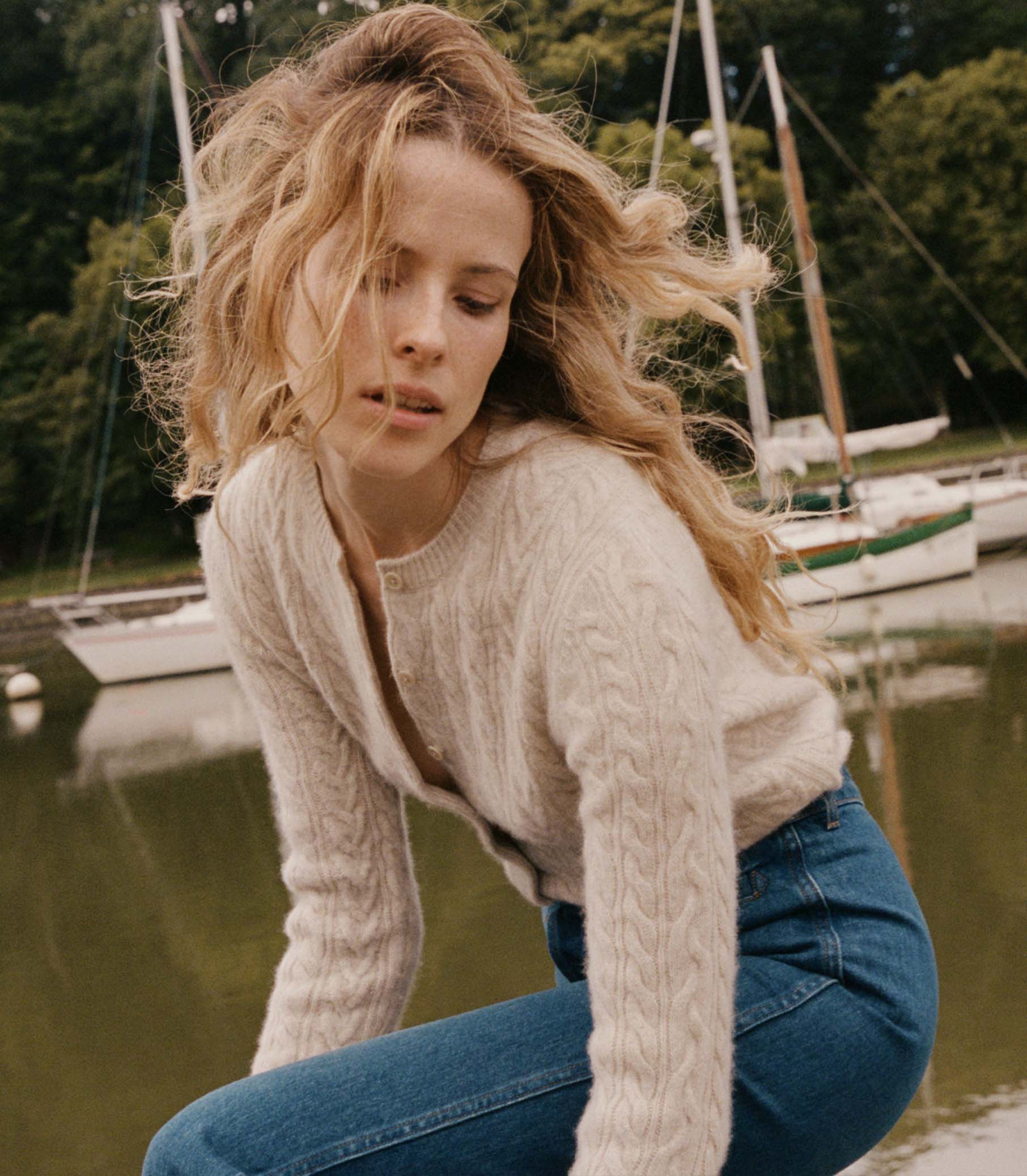 DANAE CABLE CASHMERE CARDIGAN -- COTTAGE | FALL 24