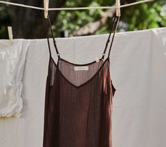 SHORT DEEP V-NECK SLIP -- UMBER | CORE