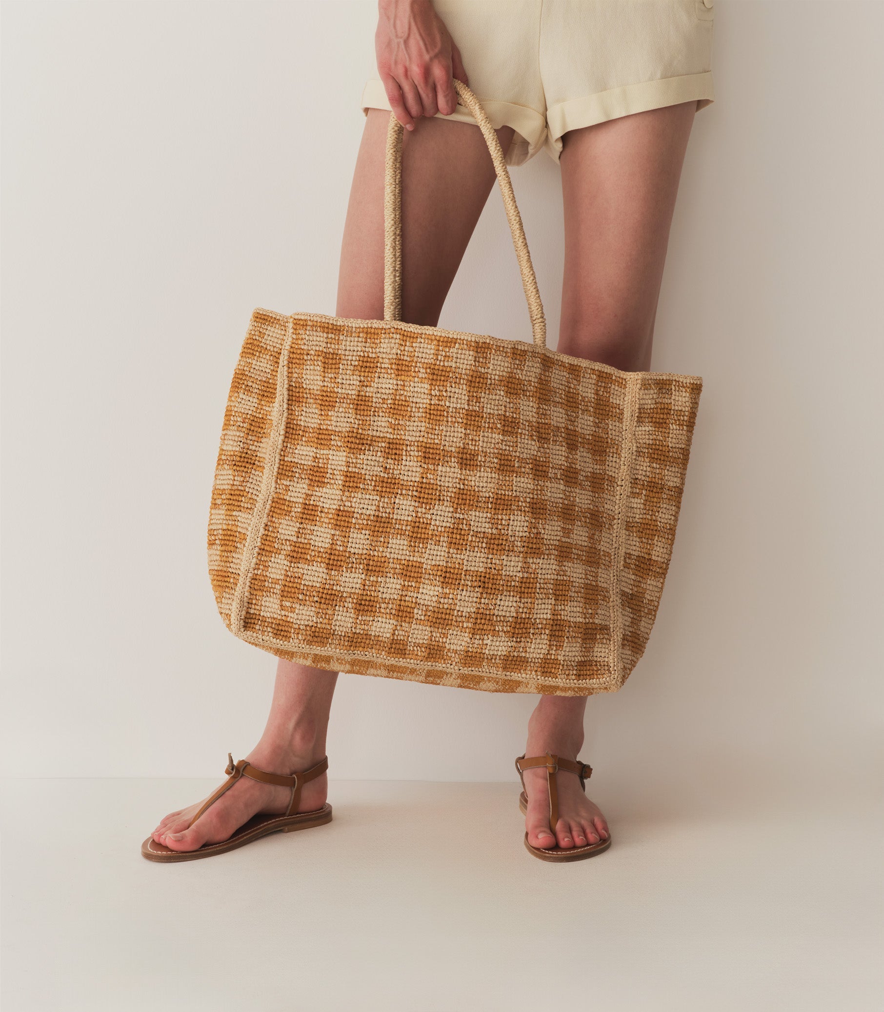 GRANDE MATHILDE BAG -- MUSTARD GINGHAM RAFFIA | SUMMER 24