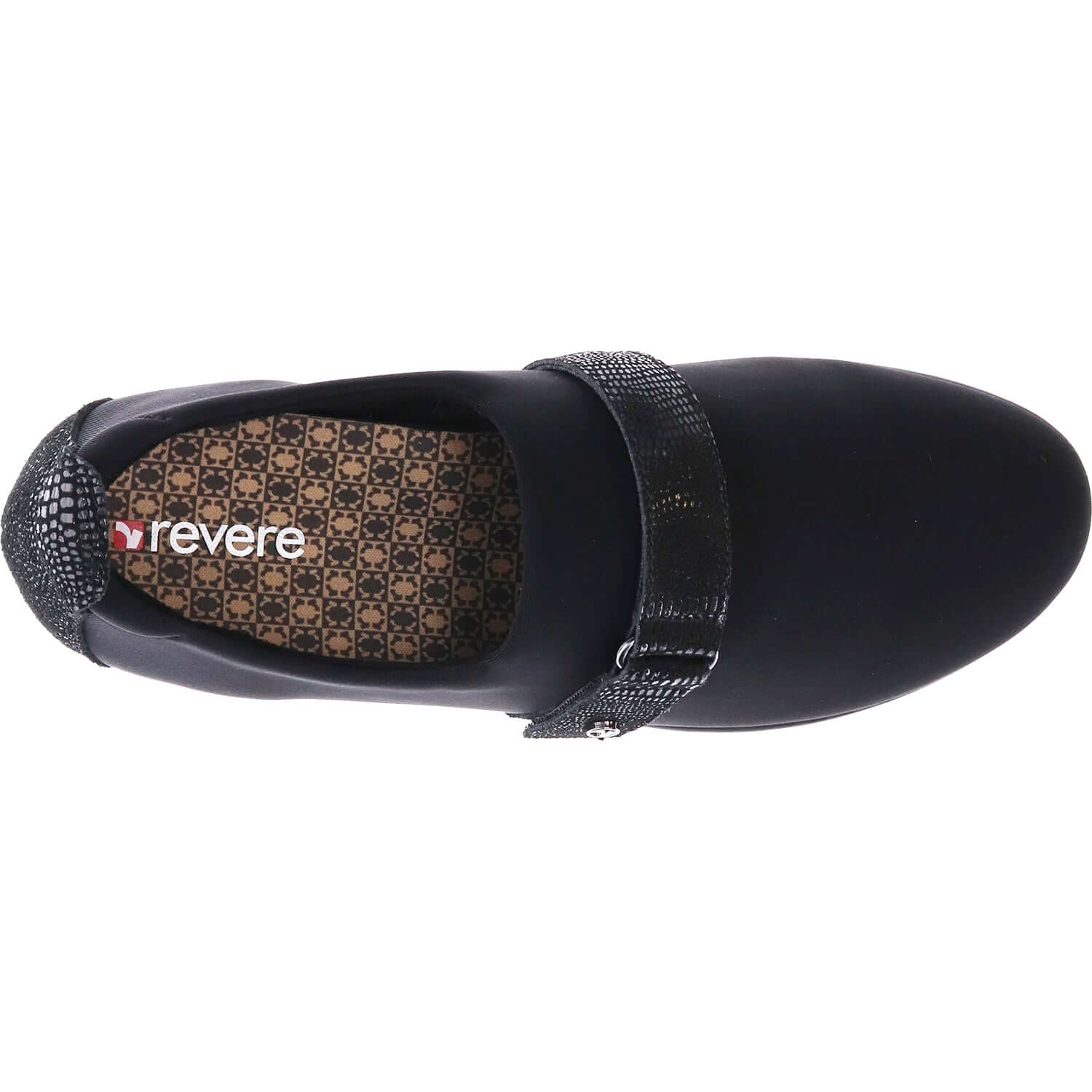 Women's Revere Genoa Stretch Loafer Black Fabric/Leather