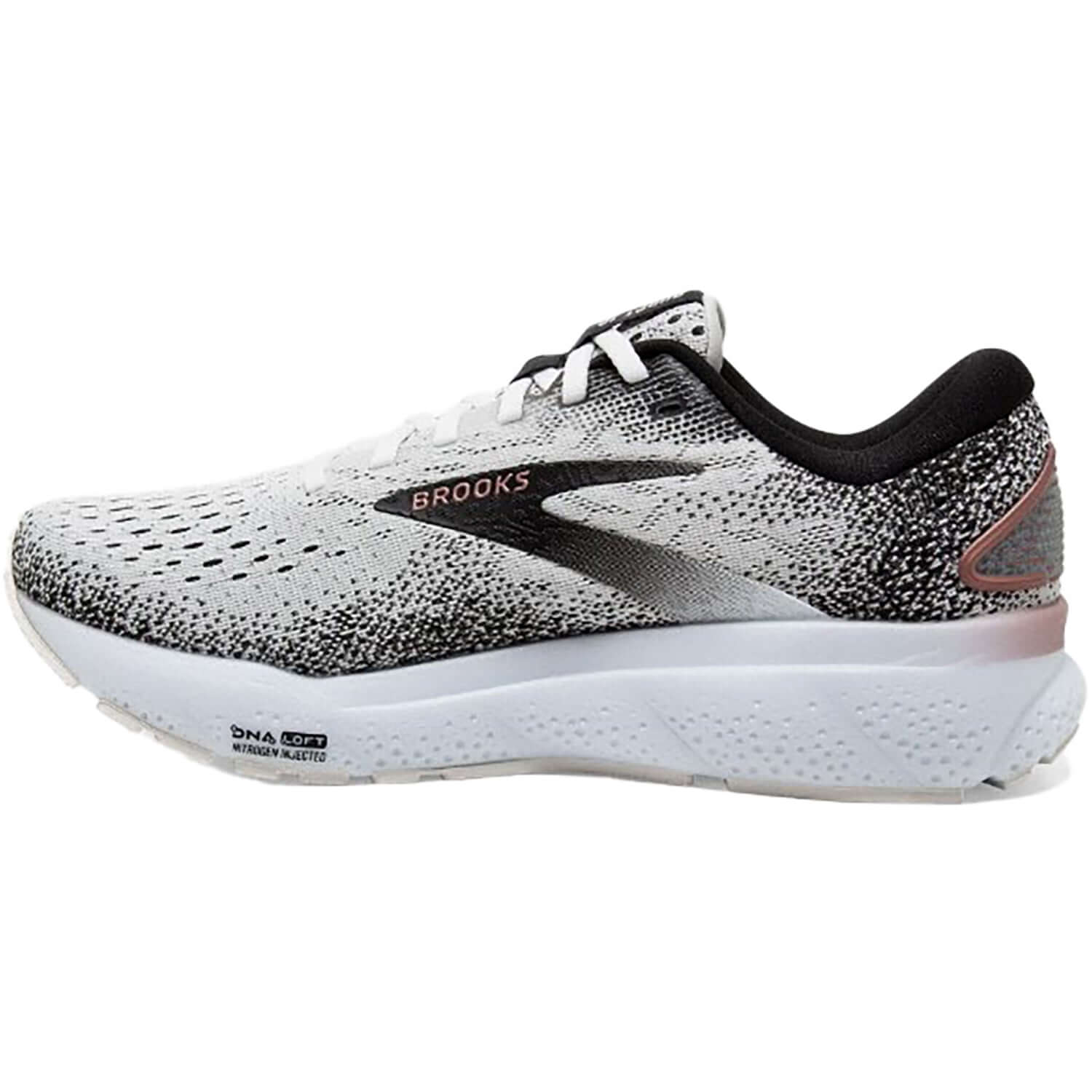 Women's Brooks Ghost 16 White/Black/Rose Gold Mesh