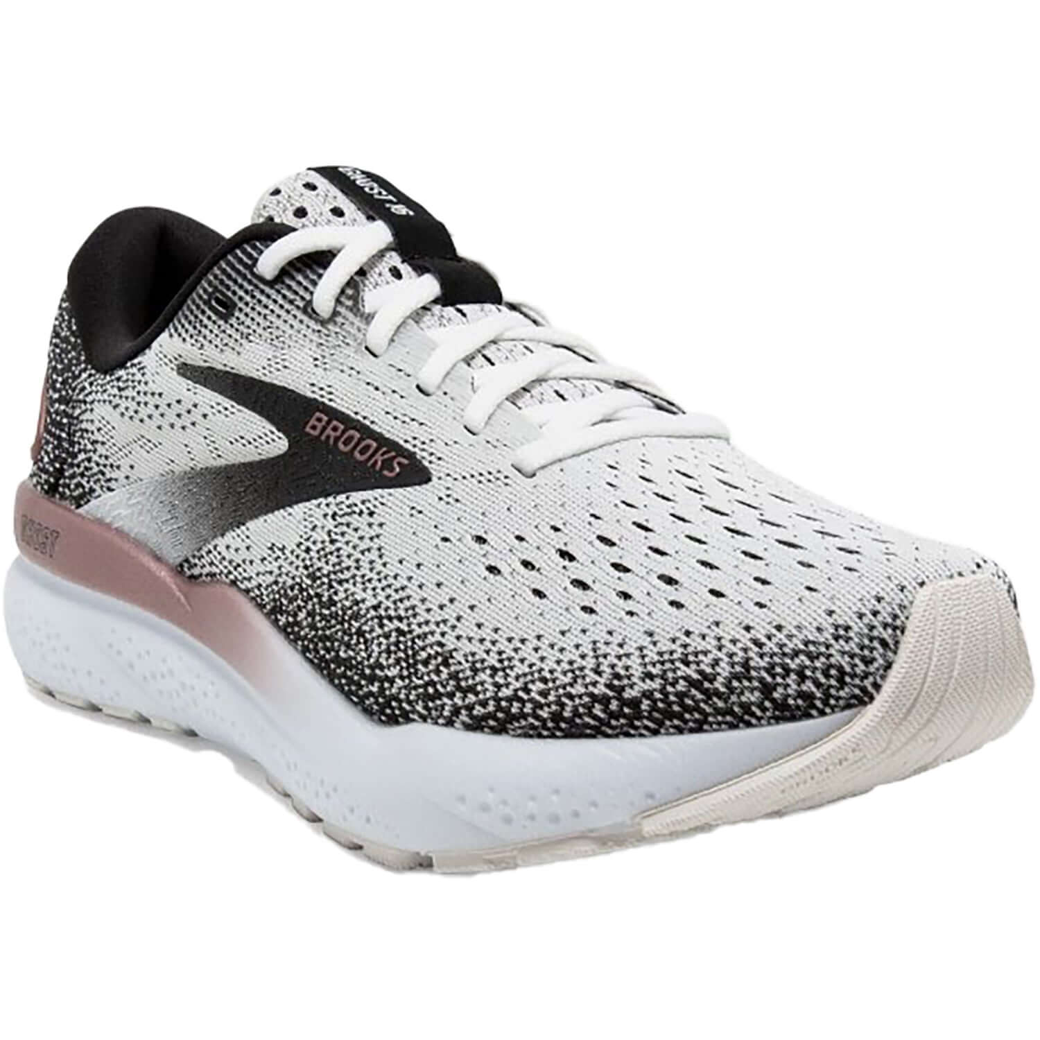 Women's Brooks Ghost 16 White/Black/Rose Gold Mesh