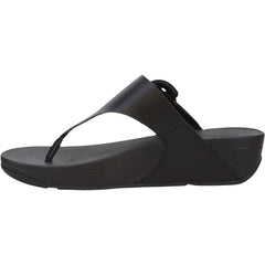 Women's Fit Flop Lulu Covered Buckle-Raw Toe-Thong Black Leather