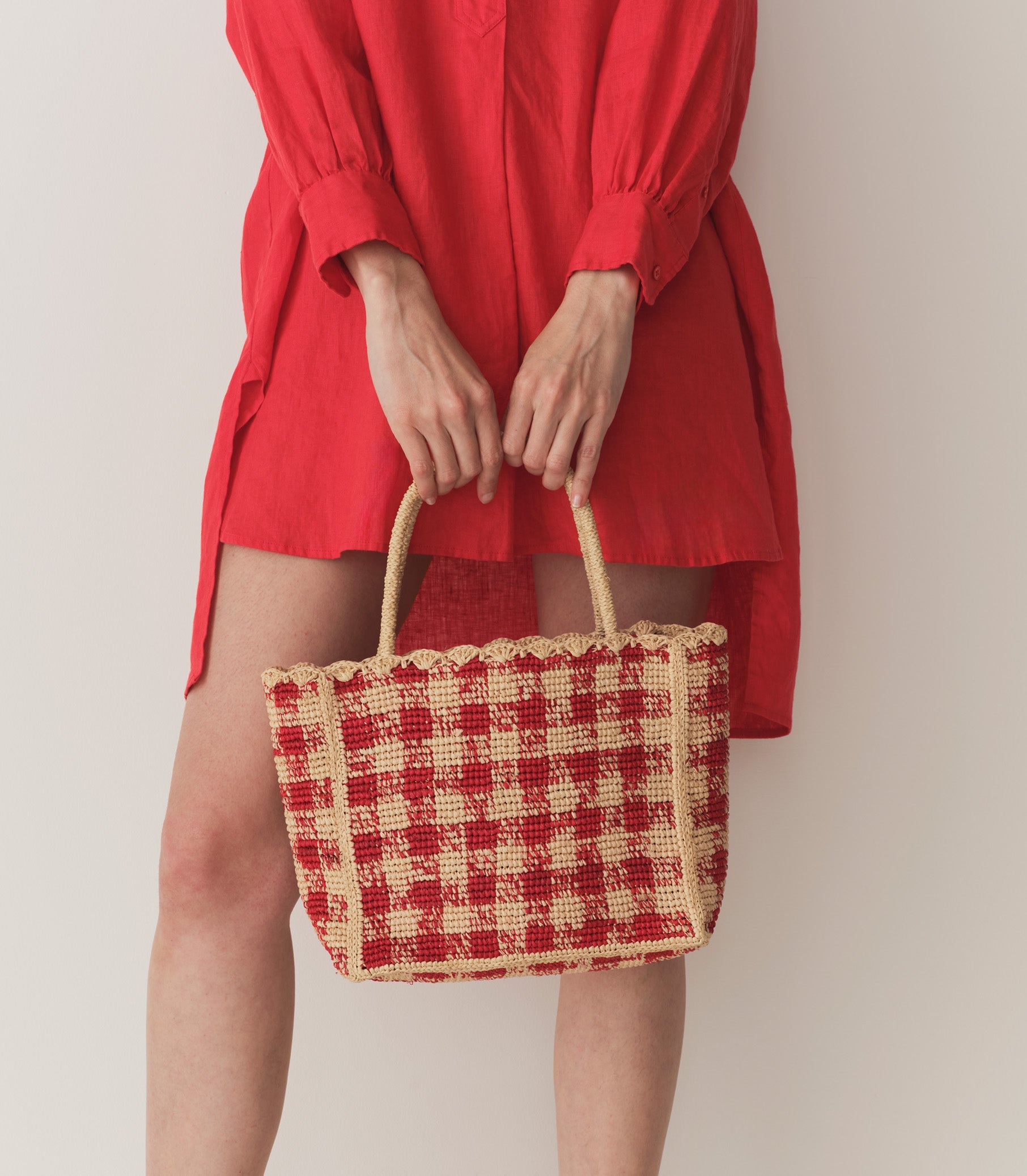 PETITE MATHILDE BAG -- RED GINGHAM RAFFIA | SUMMER 24