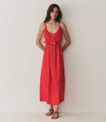 NEVITA LINEN DRESS -- SCARLET | SUMMER 24