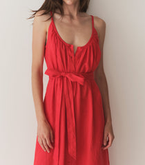 NEVITA LINEN DRESS -- SCARLET | SUMMER 24