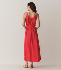 NEVITA LINEN DRESS -- SCARLET | SUMMER 24